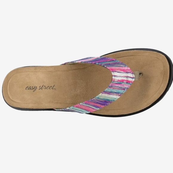 Easy Street Stevie Women’ Flip Flop Sandals Striped Metallic Purple sz 10 - Picture 6 of 9